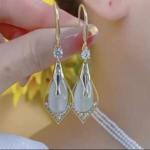 জিরকন ক্যাটস আই কানের দুল - Zircon Cats Eye Earrings